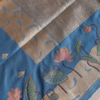 Steel Blue Butidar Banarasi Silk Saree, saree detail