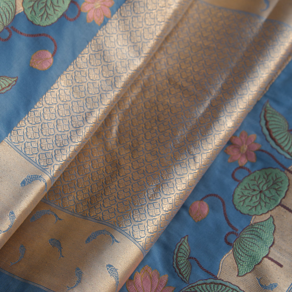 Banarasi Silk Butidar Saree in Steel Blue