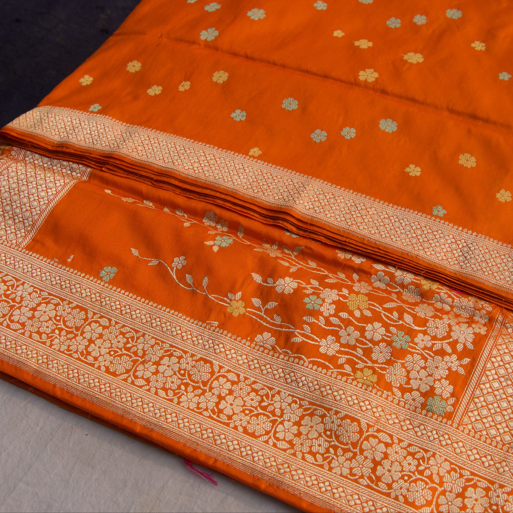 Banarasi Silk Butidar Saree in Orange
