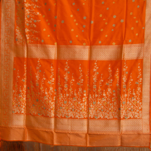 Banarasi Silk Butidar Saree in Orange