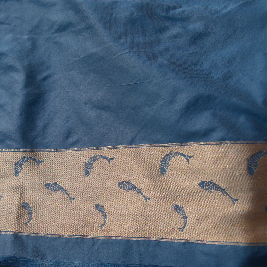 Banarasi Silk Butidar Saree in Steel Blue