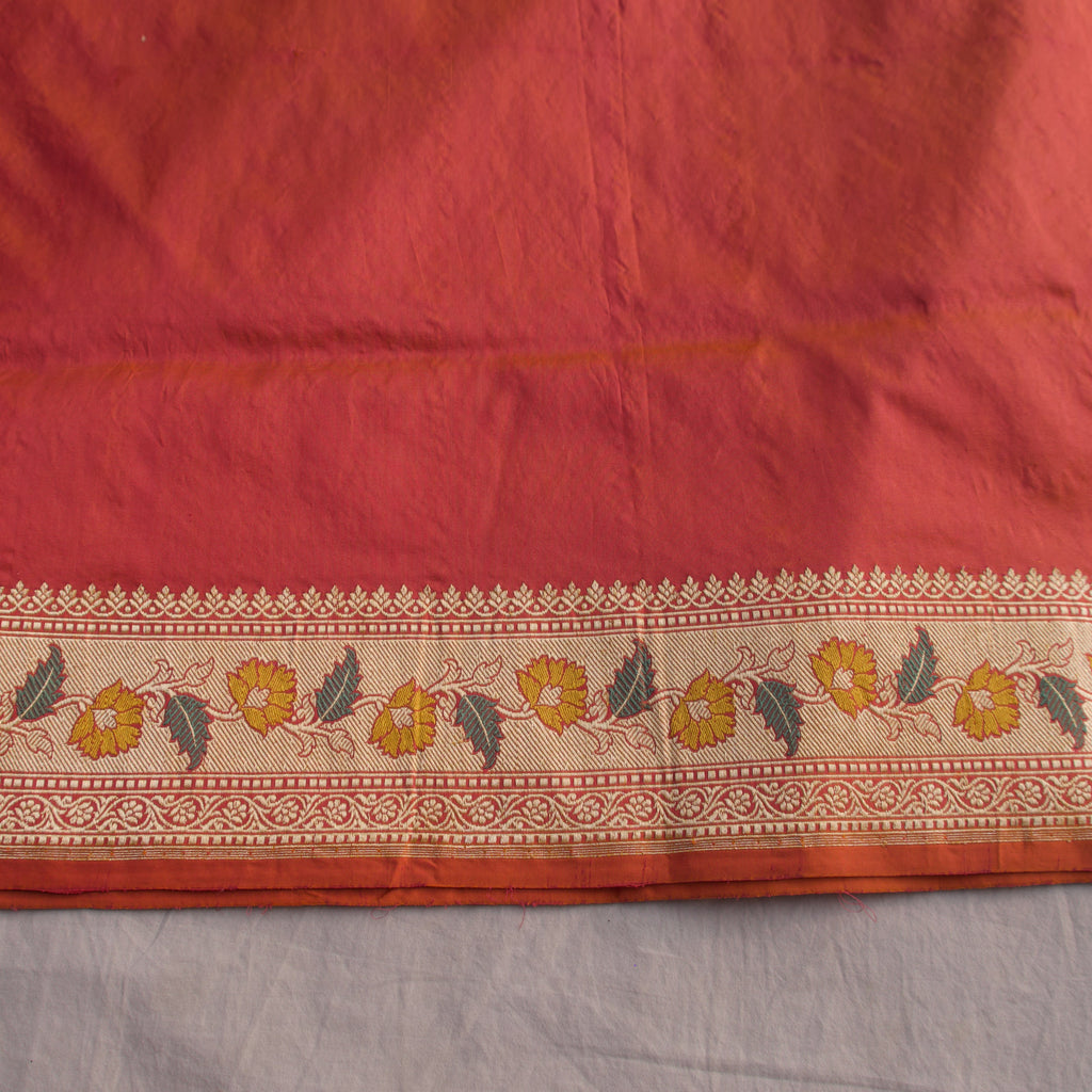 Banarasi Silk Jaal Saree in Coral Rose