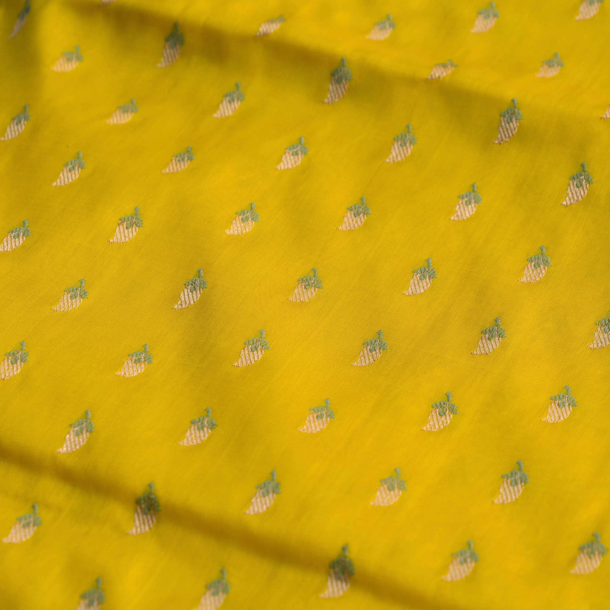 Lemon Yellow Butidar Banarasi Silk Saree, draped view