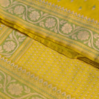 Lemon Yellow Butidar Banarasi Silk Saree, fabric close-up