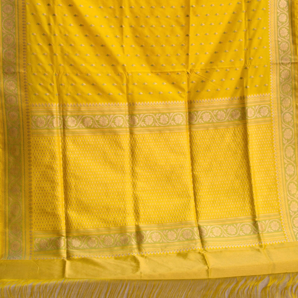 Lemon Yellow Butidar Banarasi Silk Saree, detail view