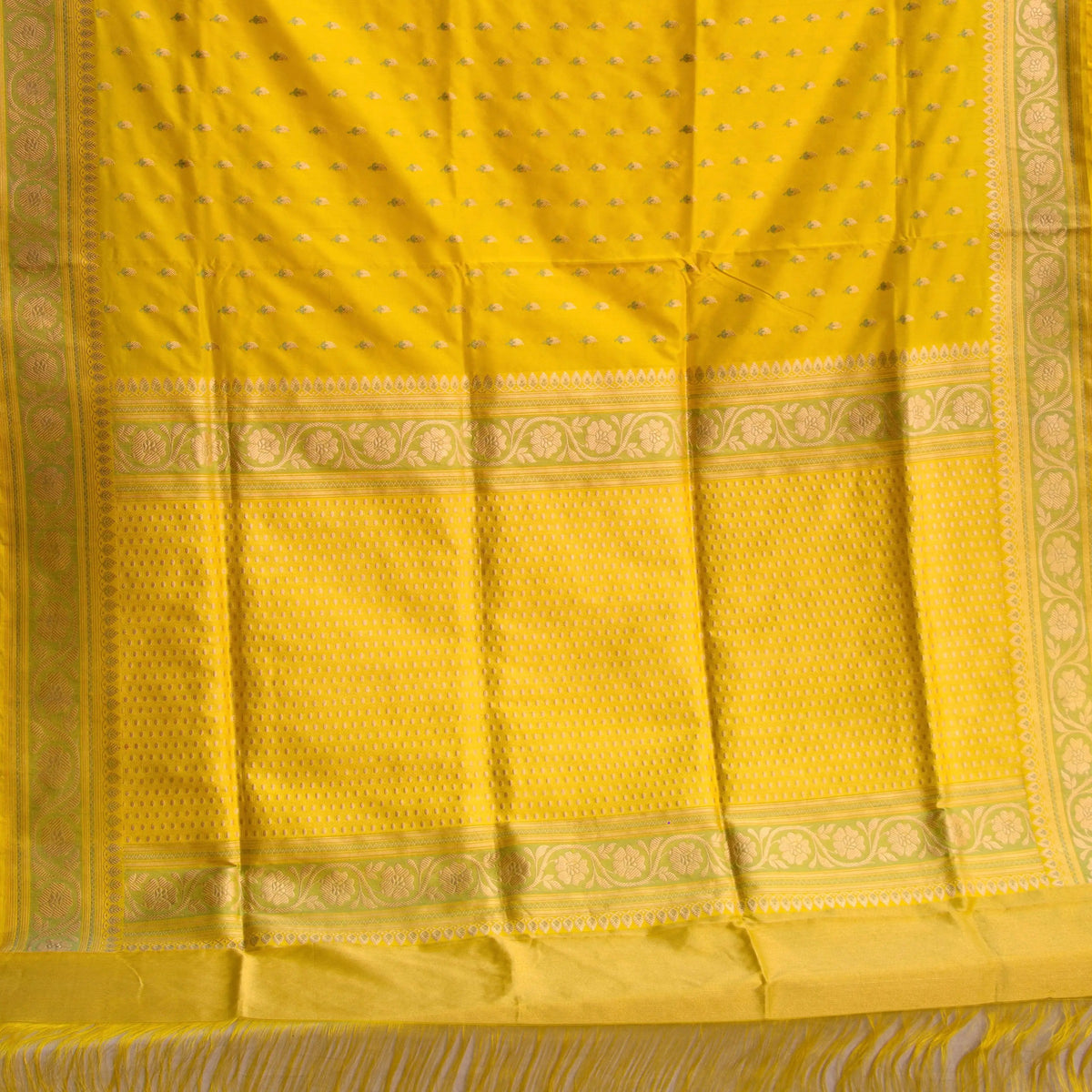 Lemon Yellow Butidar Banarasi Silk Saree, detail view