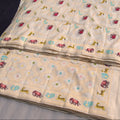 Banarasi Silk Jaal Saree in Ivory