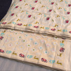 Banarasi Silk Jaal Saree in Ivory