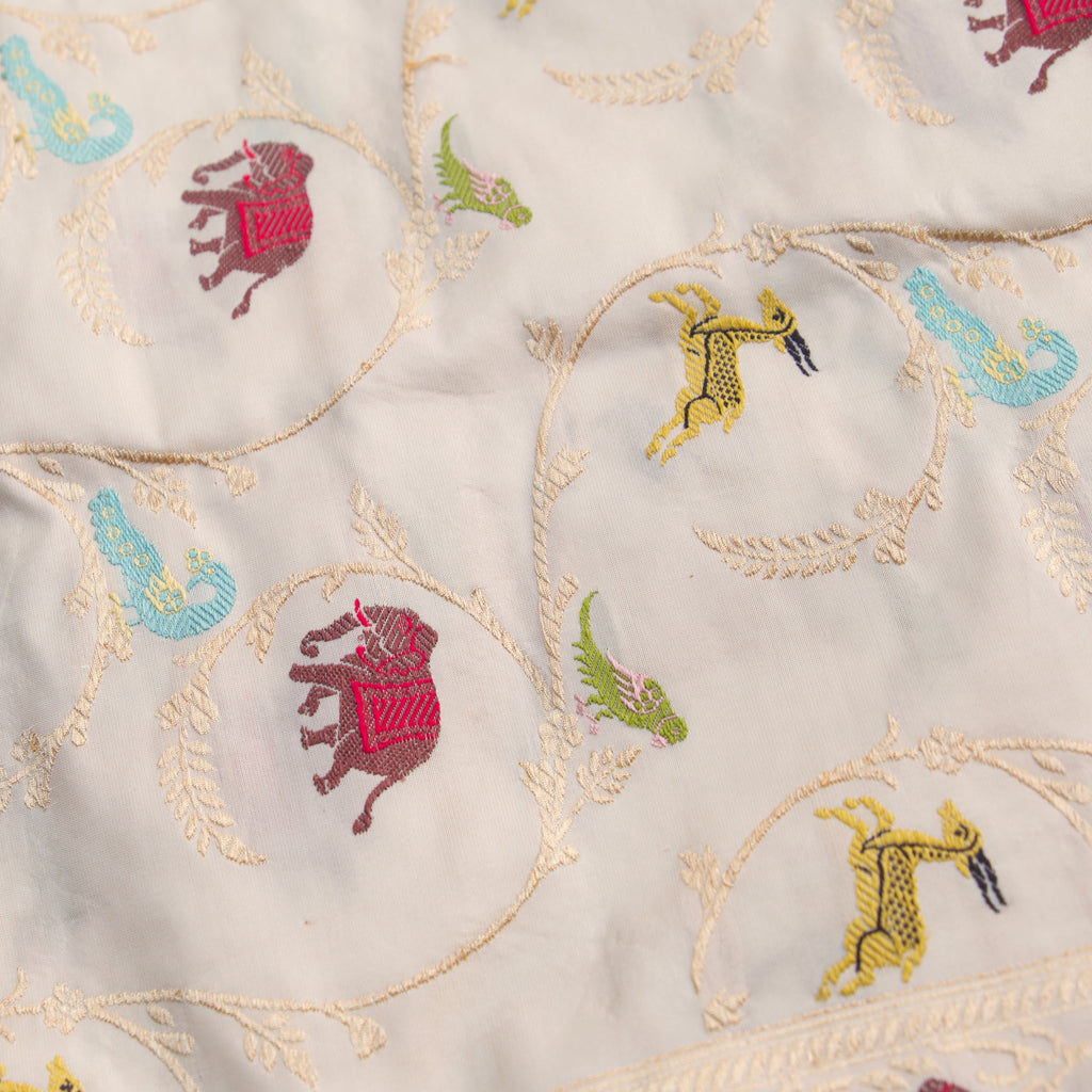 Banarasi Silk Jaal Saree in Ivory