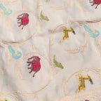Ivory Jaal Banarasi Silk Saree, fabric close-up