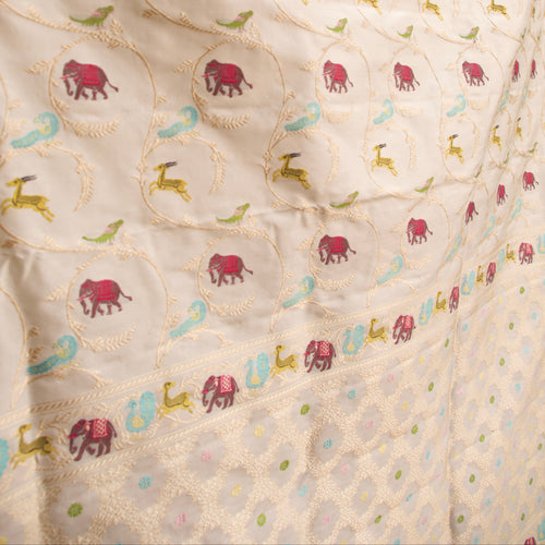 Banarasi Silk Jaal Saree in Ivory