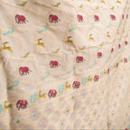 Ivory Jaal Banarasi Silk Saree, detail view