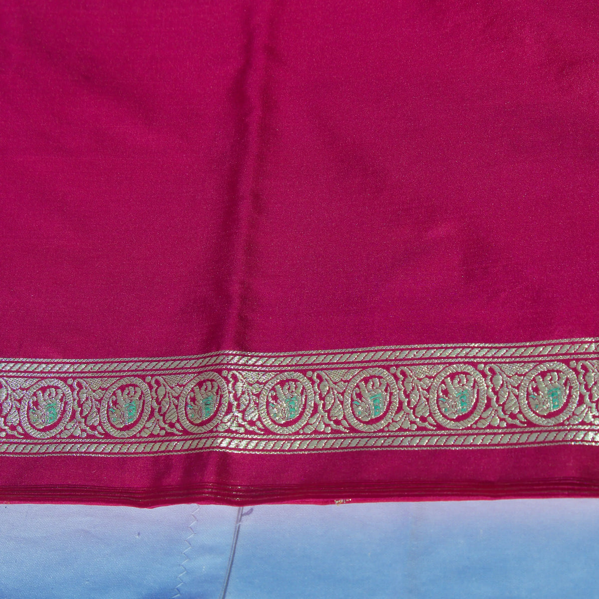 Rani Pink Butidar Banarasi Silk Saree, craft and fabric detail