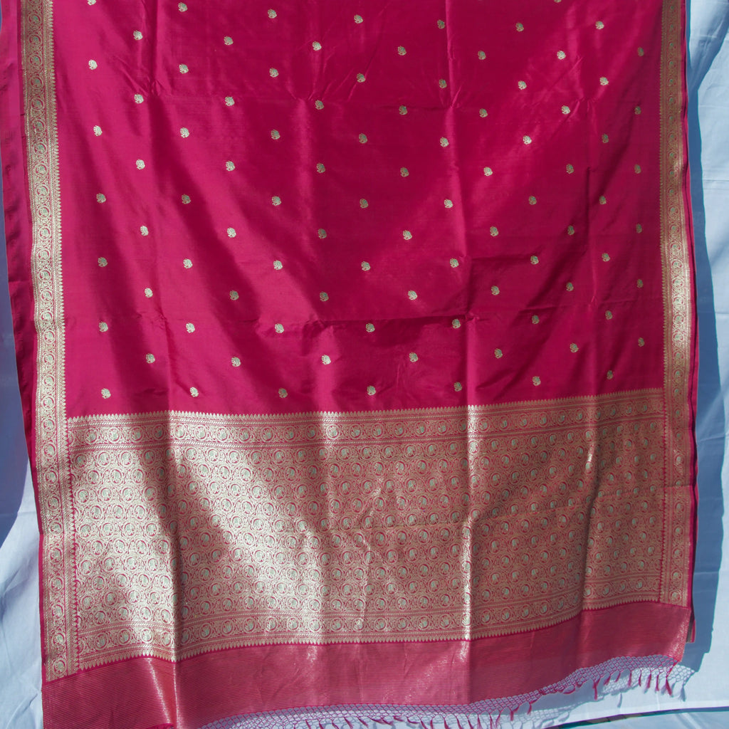 Rani Pink Butidar Banarasi Silk Saree, detail view