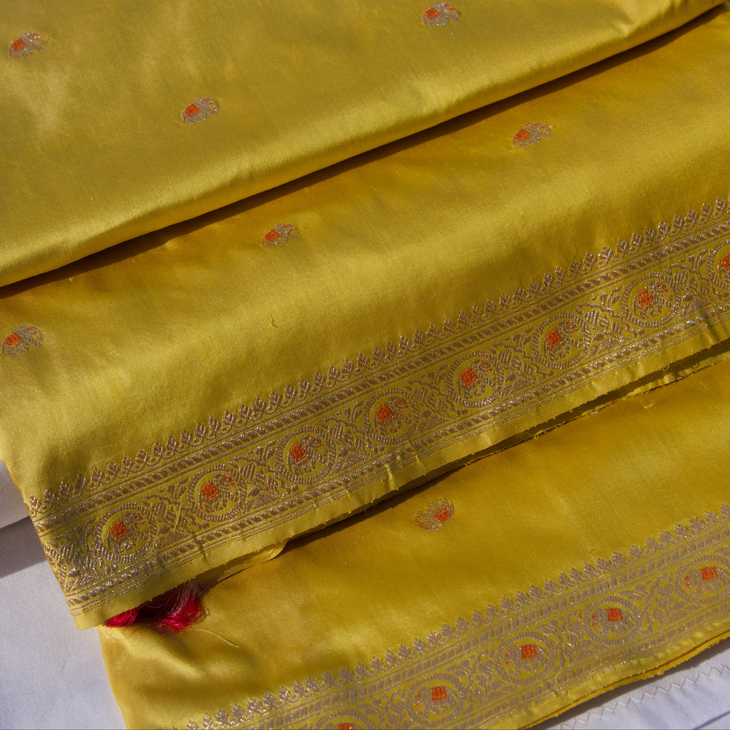 Banarasi Silk Butidar Saree in Yellow