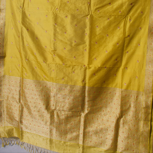 Banarasi Silk Butidar Saree in Yellow