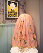 Kota Silk Handpainted Saree in Peach