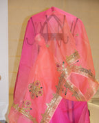 Shaded Kota Silk Gota Work Saree in Peach Pink