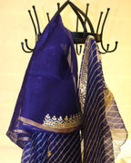 Kota Silk Gota Work Leheriya Saree in Royal Blue