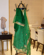 Kota Silk Gota Work Leheriya Saree in Green