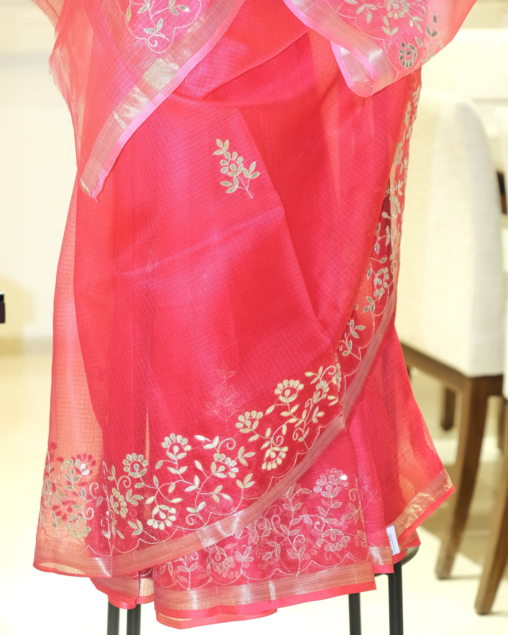 Shaded Kota Silk Gota Work Saree in Rose