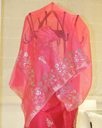 Shaded Kota Silk Gota Work Saree in Rose