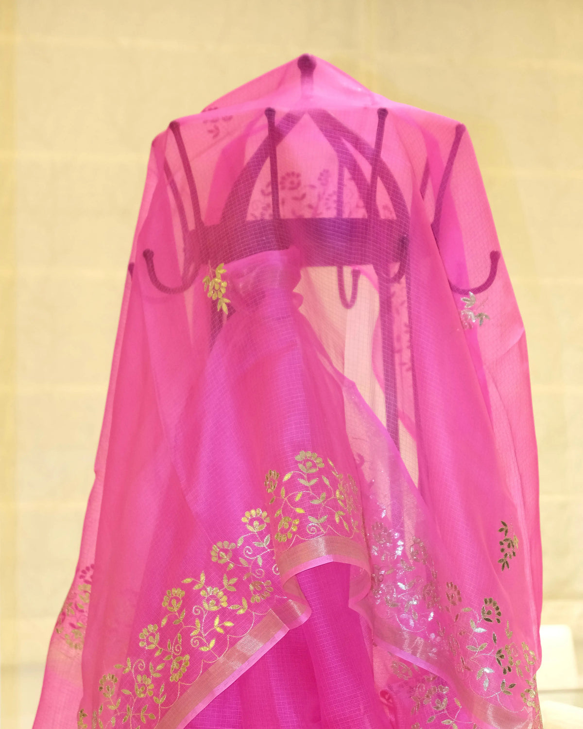 Pink Gota Patti Kota Silk Saree 1, detail view