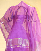 Shaded Kota Silk Pita Work Saree in Purple