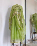 Kota Silk Chand Pita Work Saree in Green