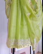 Kota Silk Chand Pita Work Saree in Green