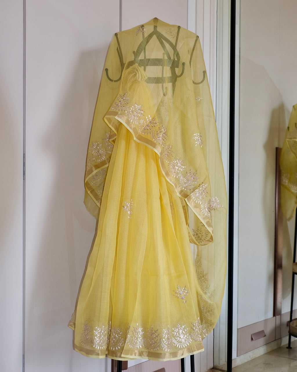 Kota Silk Chand Pita Work Saree in Yellow