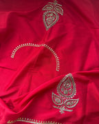 Kota Silk Hand Embroidered Saree in Red