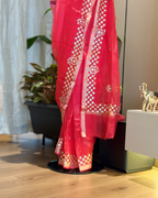 Shaded Kota Silk Gota Work Saree in Red