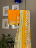 Shaded Kota Silk Gota Work Saree in Yellow