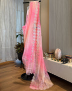 Shaded Kota Silk Gota Work Saree in Blush Pink