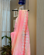 Shaded Kota Silk Gota Work Saree in Blush Pink