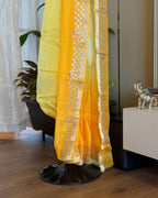 Shaded Kota Silk Gota Work Saree in Yellow