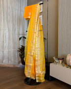 Shaded Kota Silk Gota Work Saree in Yellow