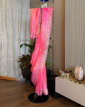 Shaded Kota Silk Pita Work Saree in Coral