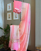 Shaded Kota Silk Gota Work Saree in Peach Blush