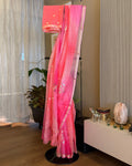 Shaded Kota Silk Embroidered Saree in Coral