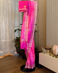 Shaded Kota Silk Gota Work Saree in Pink
