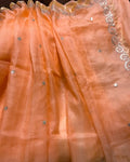 Peach Pita Work Kota Silk Saree with pita work, full saree