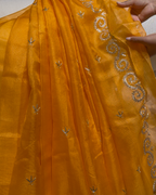 Kota Silk Pita Work Saree in Orange