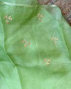 Shaded Kota Silk Gota Work Saree in Green