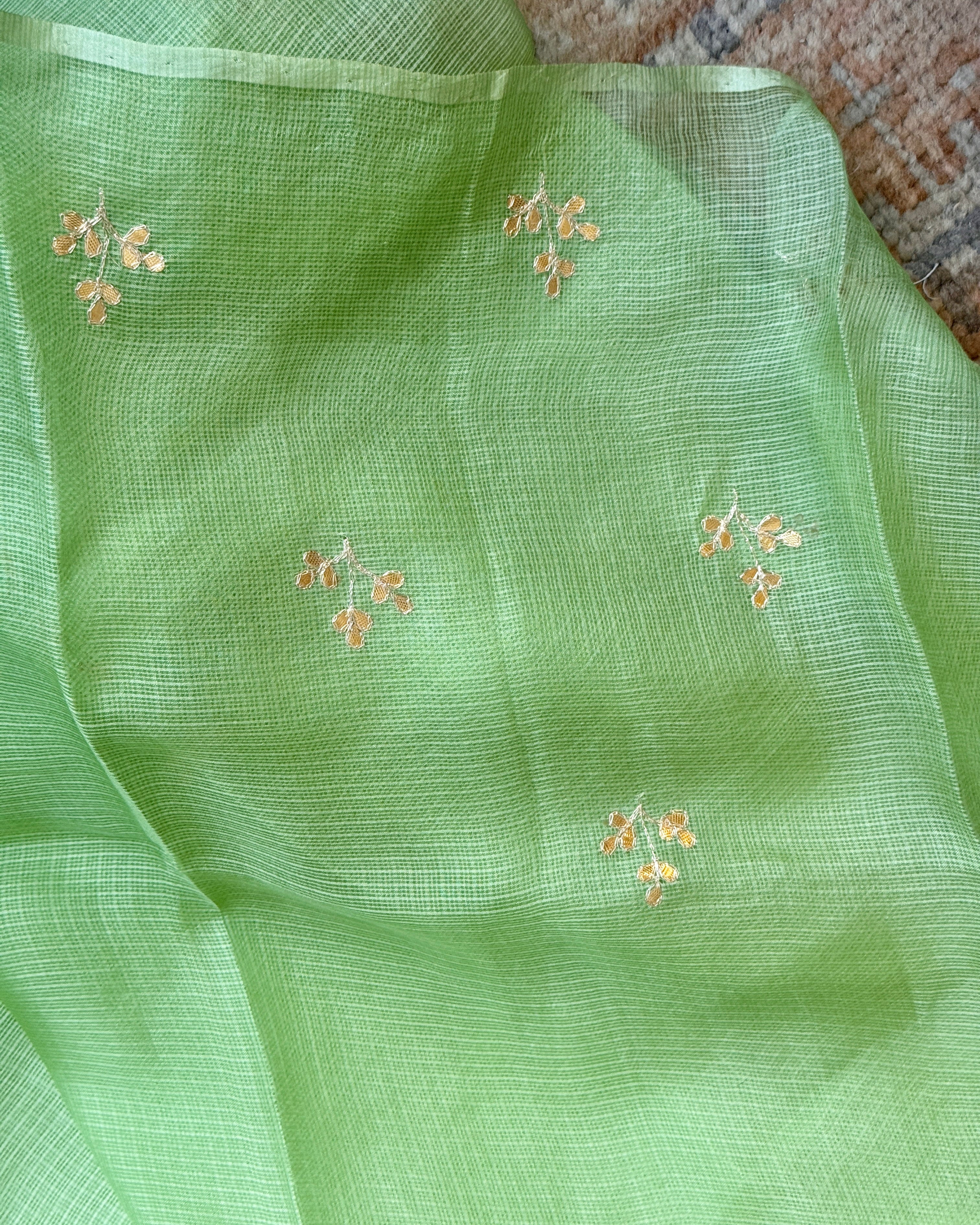 Shaded Kota Silk Gota Work Saree in Green