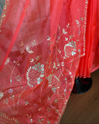 Kota Silk Embroidered Saree in Vermillion