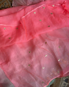 Shaded Kota Silk Gota Work Saree in Blue Pink