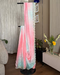 Shaded Kota Silk Gota Work Saree in Blue Pink