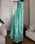 Kota Silk Hand Embroidered Saree in Teal